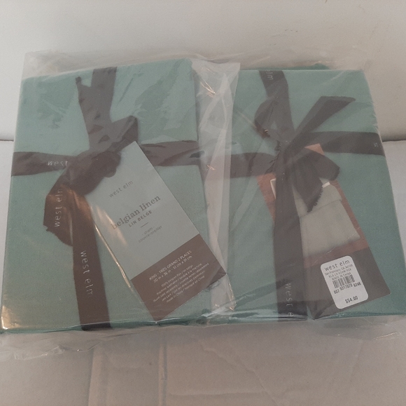 West Elm KING Belgian Flax Linen Duvet Cover & 2 KING shams Peacock - Picture 11 of 12